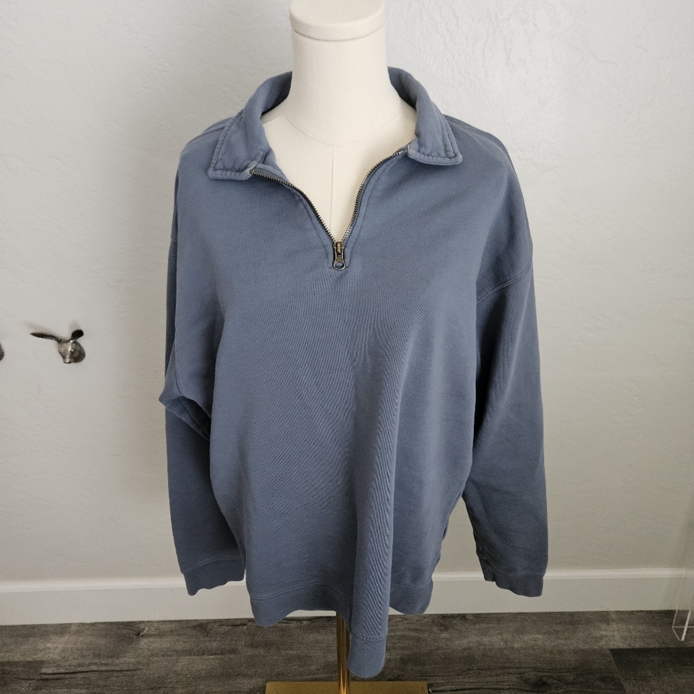 Vince Men's Slate Blue Zip-Up Sweater